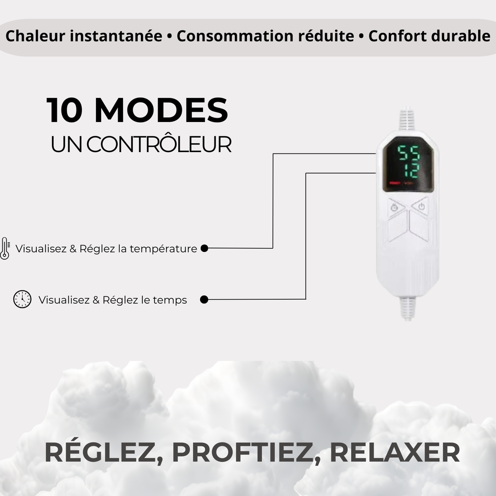 Couverture Chauffante Premium™ - Confort instantané & chaleur réglable