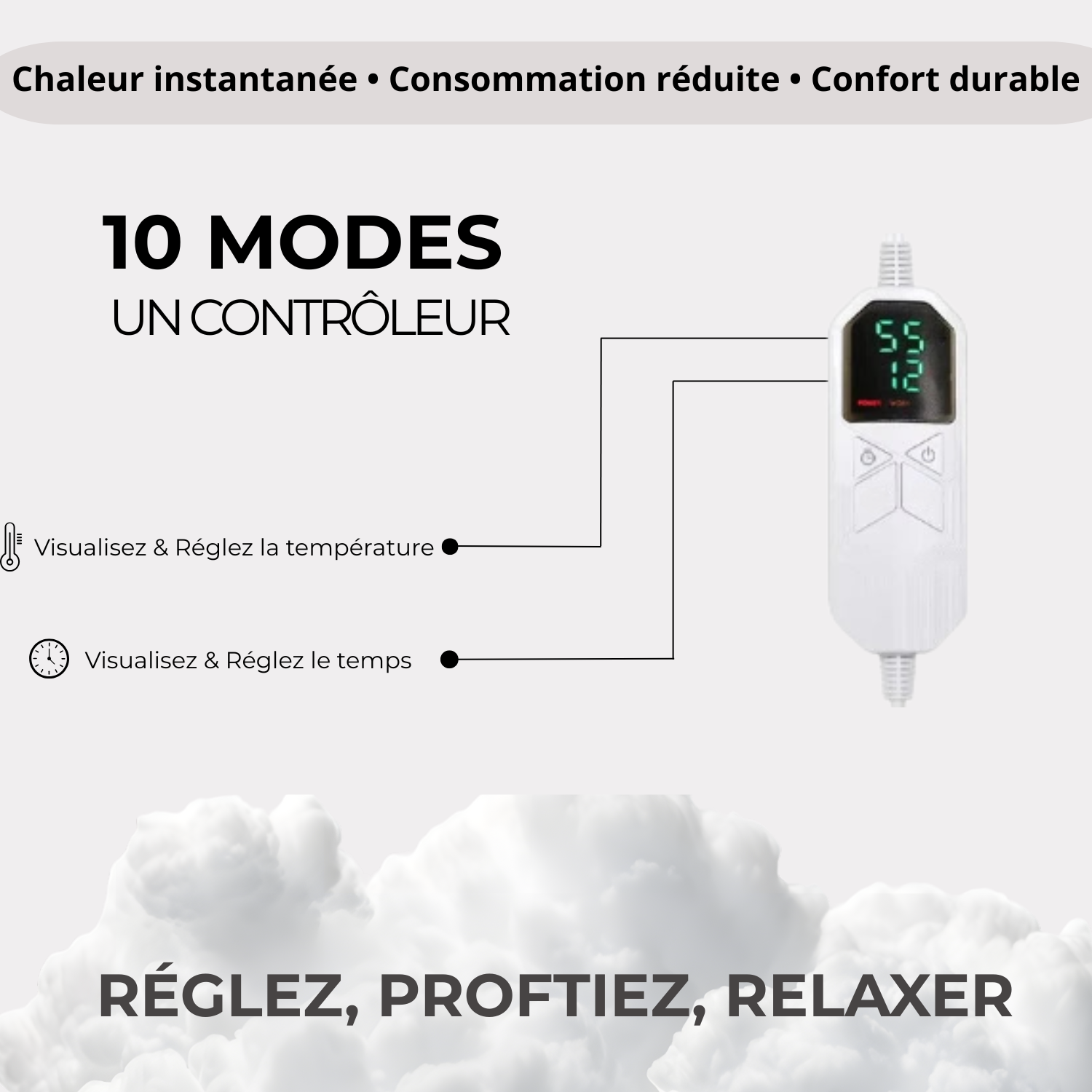 Couverture Chauffante Premium™ - Confort instantané & chaleur réglable